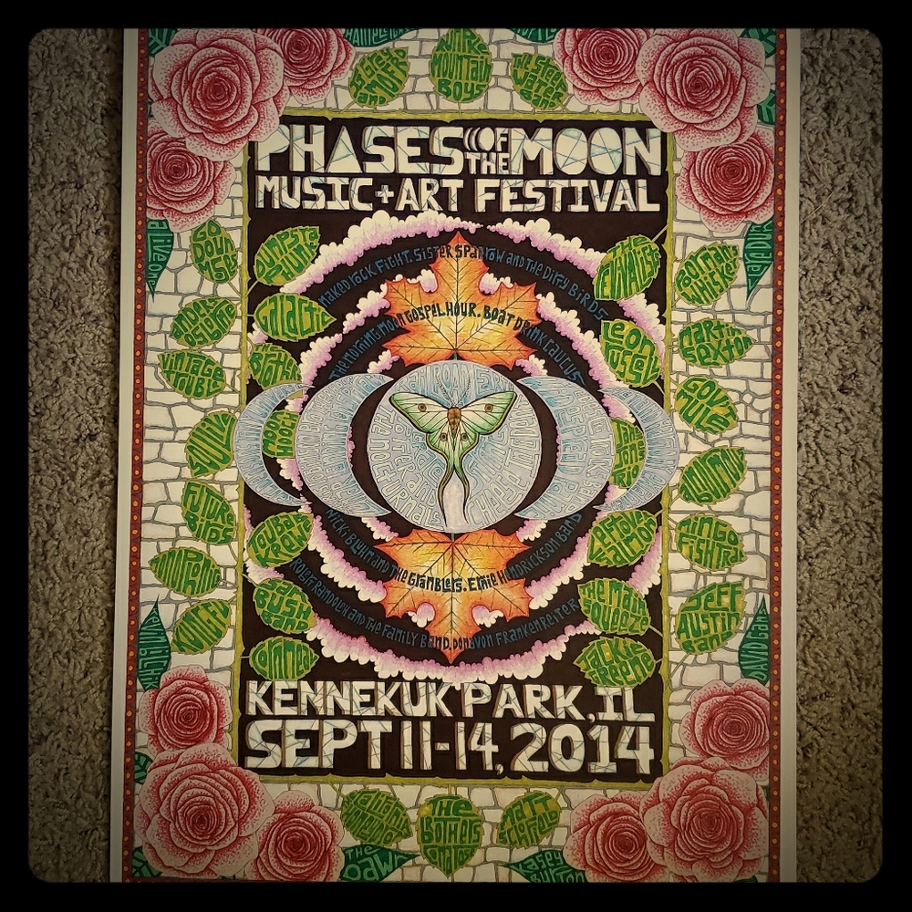 ~°2 for $25°~ Phases of the Moon festival poster